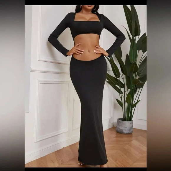 Cut Out Backless Square Neck Mermaid Hem Bodycon Dress Size M - Picture 3 of 4